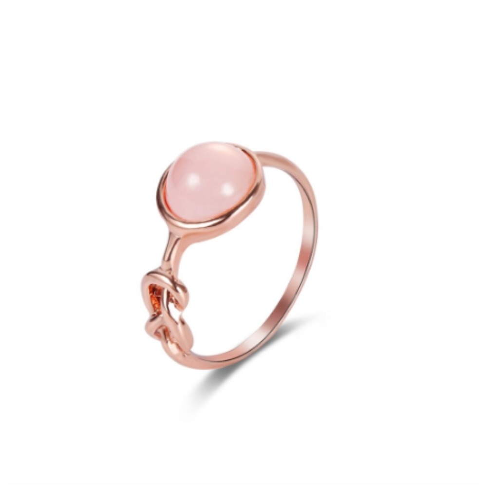 Rose Gold Pink Moonstone Knot Ring - Picture 5 of 6